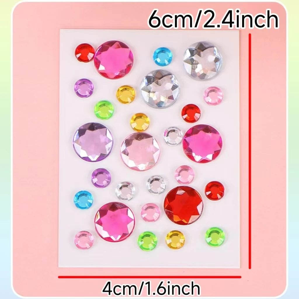 40 Mini Diamond Stickers, Heart-Shaped Flowers, Five-Pointed Stars, Round Colorful Diamond Stickers, Rhinestone Stickers for Handmade Decoration and Face Decoration