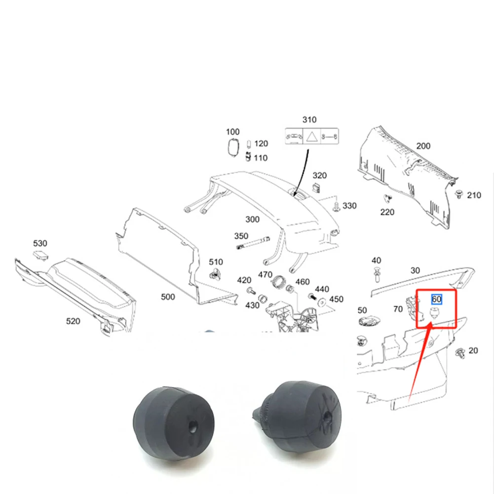 Accessory For Mercedes Slk-class Buffer Upper Deck Lid Stop Buffer Black Color High Universality Fitment Non-deformation Feature