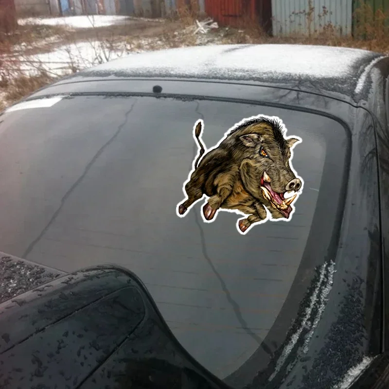 Car Sticker Various Sizes PVC Decal Fierce Wild Boar Waterproof on Bumper Rear Window Laptop Refrigerator Toilet 13cm *13cm