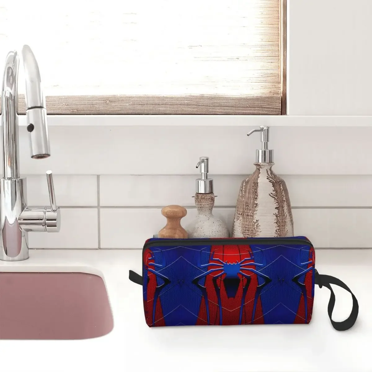 Spider Web Art Spiderman Spiderverse Makeup Bag Large Cosmetic Bag Men Women Toiletry Bags Storage Pouch Bag