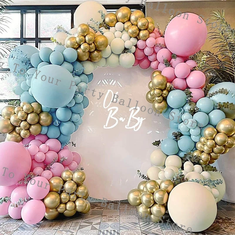 Gender Reveal Party Decorations Balloons Garland Arch Kit Maca Pink Blue Ballon Boy Or Girl Baby Shower Happy 1st Birthday Decor