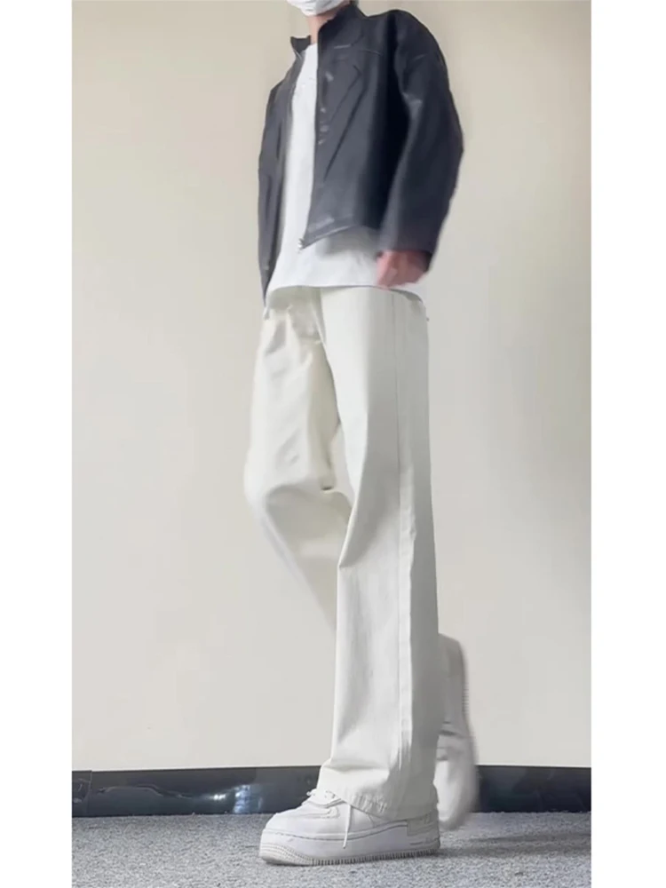 

Extended Length Straight Leg Jeans Men's Faion Slimming High Rise Bootcut Denim Pants mid Low Waist Cotton Polyester Blend