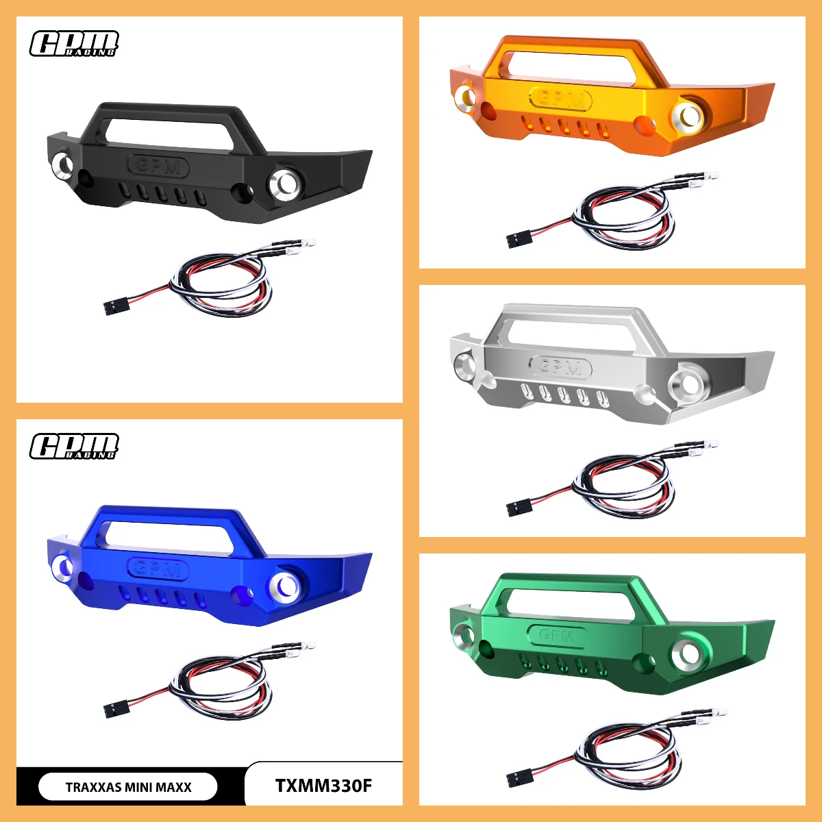 

GPM 7075 Alloy Front Bumper With LED Lights For TRAXXAS Mini Maxx Monster Truck-107154-1