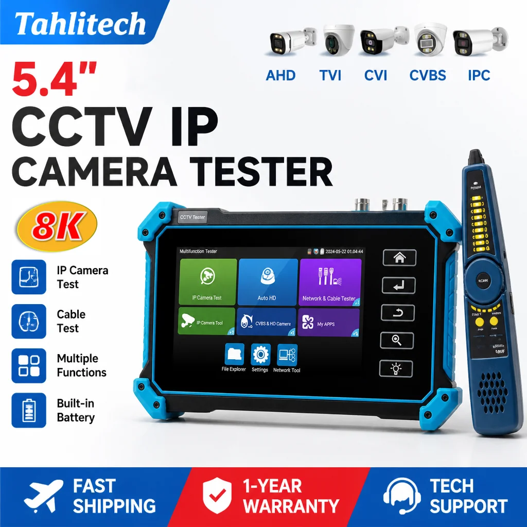 All‑In‑One IPC‑5200 Plus CCTV Camera Tester 5.4 Inch Touch Screen 8K IPC 8MP Coaxial Camera Test HDMI VGA PoE Power Output Netwo