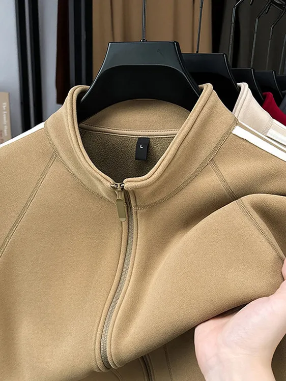 

Men's Zipper Hoodie Thiened Double-sided Fce High Collar Warm Autumn Winter Cardigan Jaet Stand Fit Casual Sle