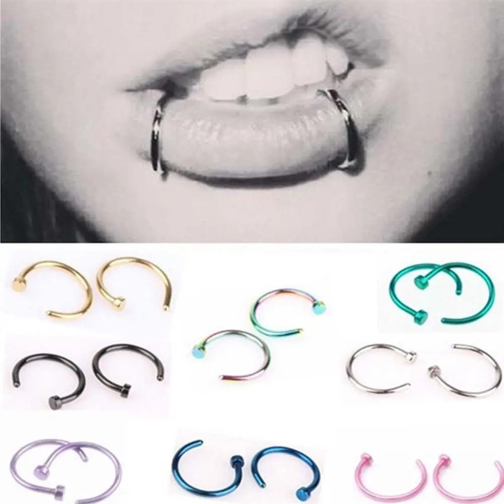 Septum Punk C forma Circular para mujer pendientes de acero inoxidable joyería anillos de nariz Piercing corporal anillos de labio