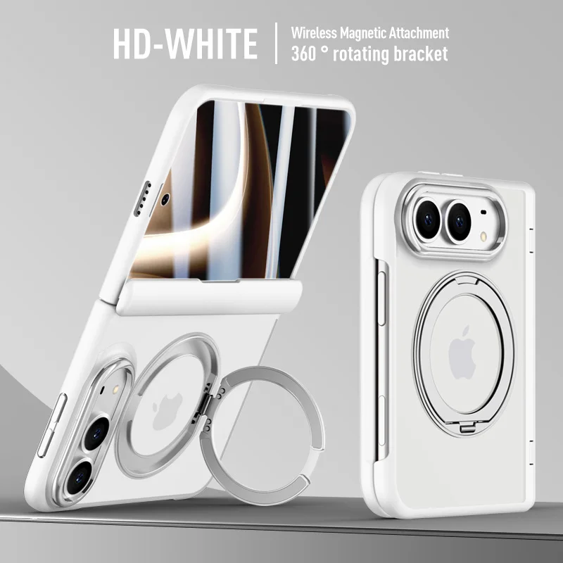 Clear Hard PC Matte Ring Stand Magnetic Case For iPhone 18 Ultra Hinge/Screen Protect Film For Magsafe Wireless Charger Cover ﻿