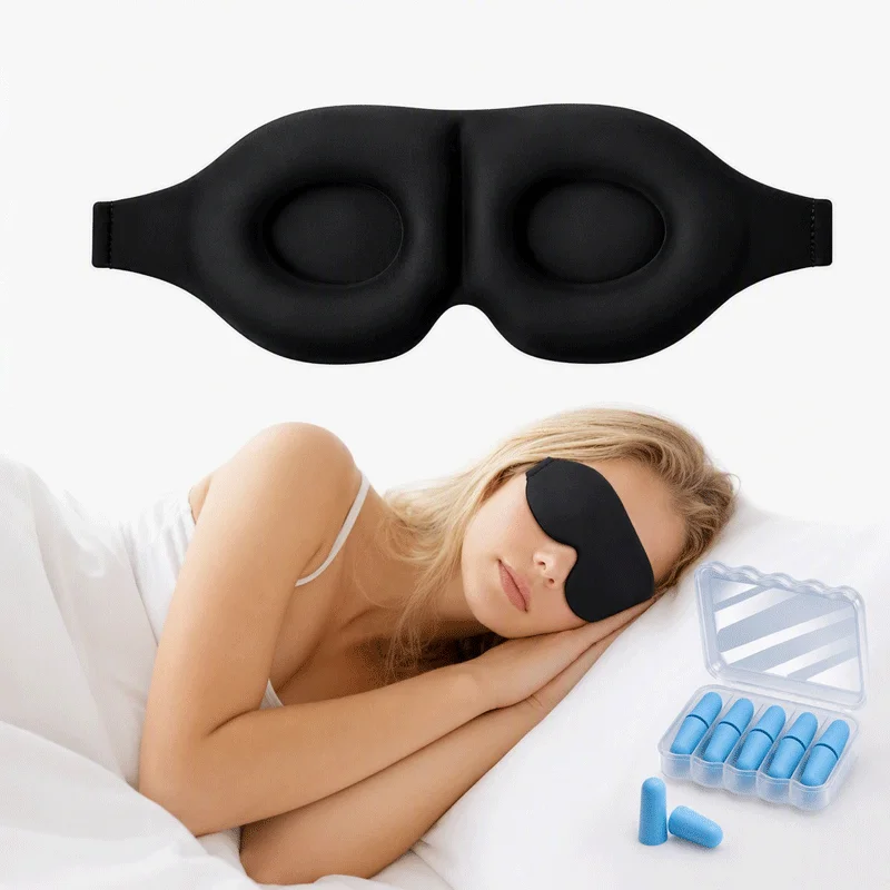 Sleep Eye Mask for Total Blackout, Silky Soft & Lightweight, Fully Adjustable Strap, with Foam Earplugs