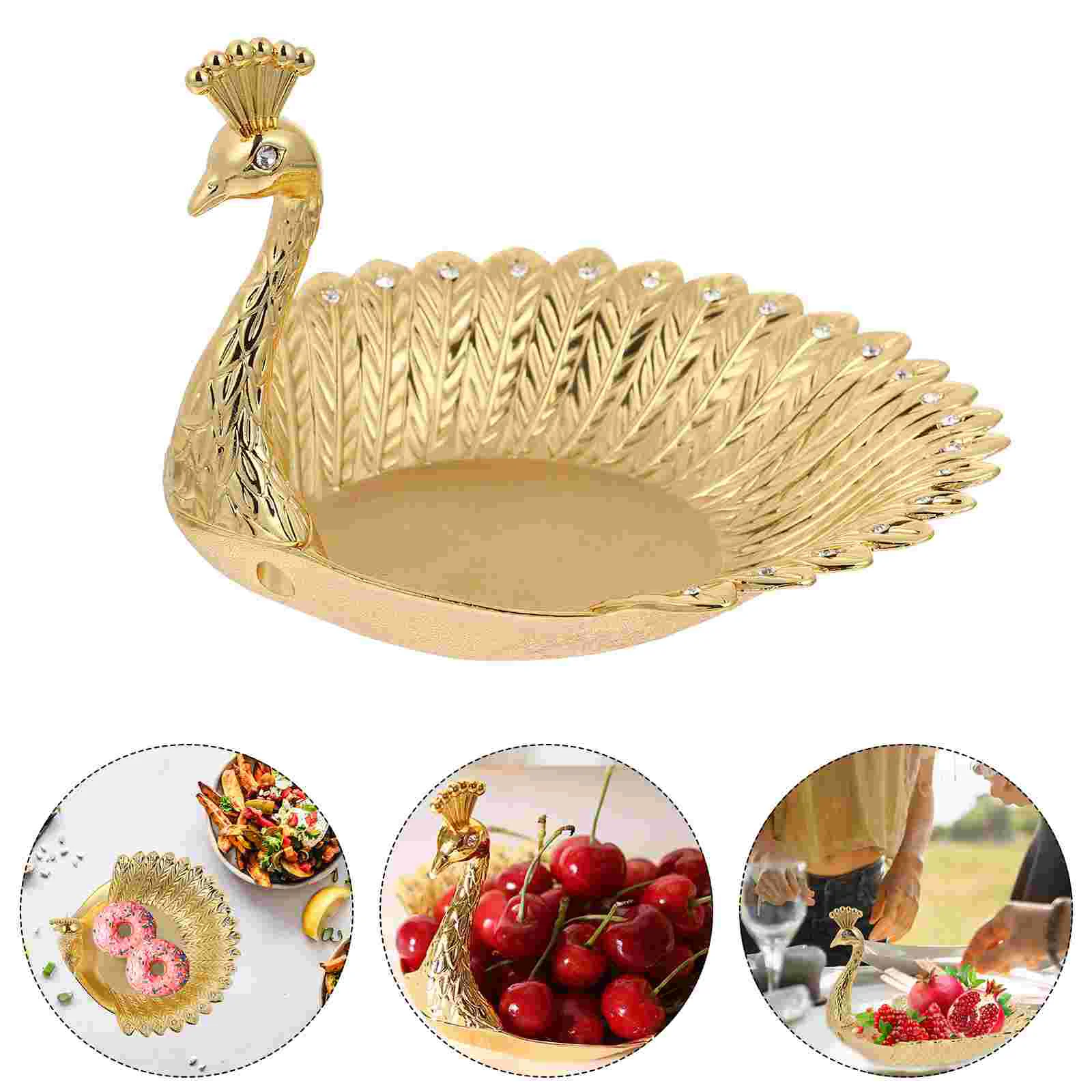 

Metal Peacock Fruit Bowl Storage Holder Gold Serving Tray Home Furnishing Articles Snack