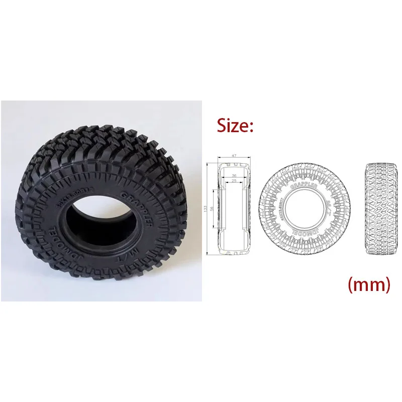 

JDM-123 RC Crawler Tyres M/T Climbing Simulation Off Road Vehicles 2.2 Tire For Tamiya Lesu Actros RC Model Accessories Parts
