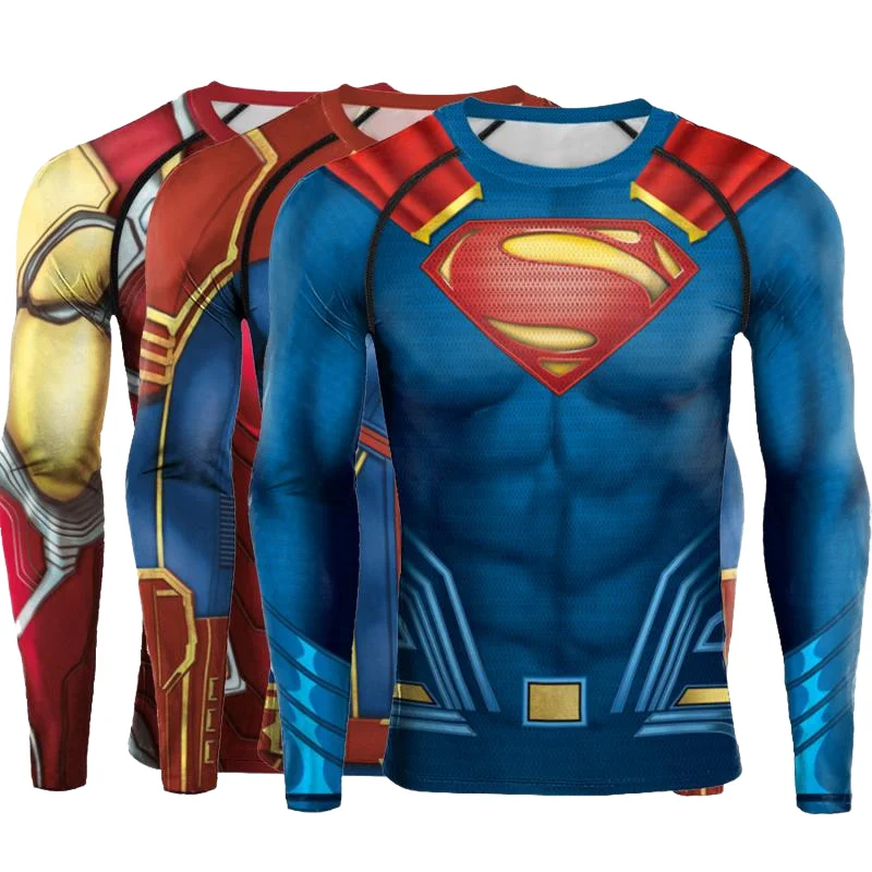 Halloween Superhero Cosplay T-Shirt for Men 3D Digital Printd Fancy Costumes Outdoor Running Fitness Workout Tops Male Clothing