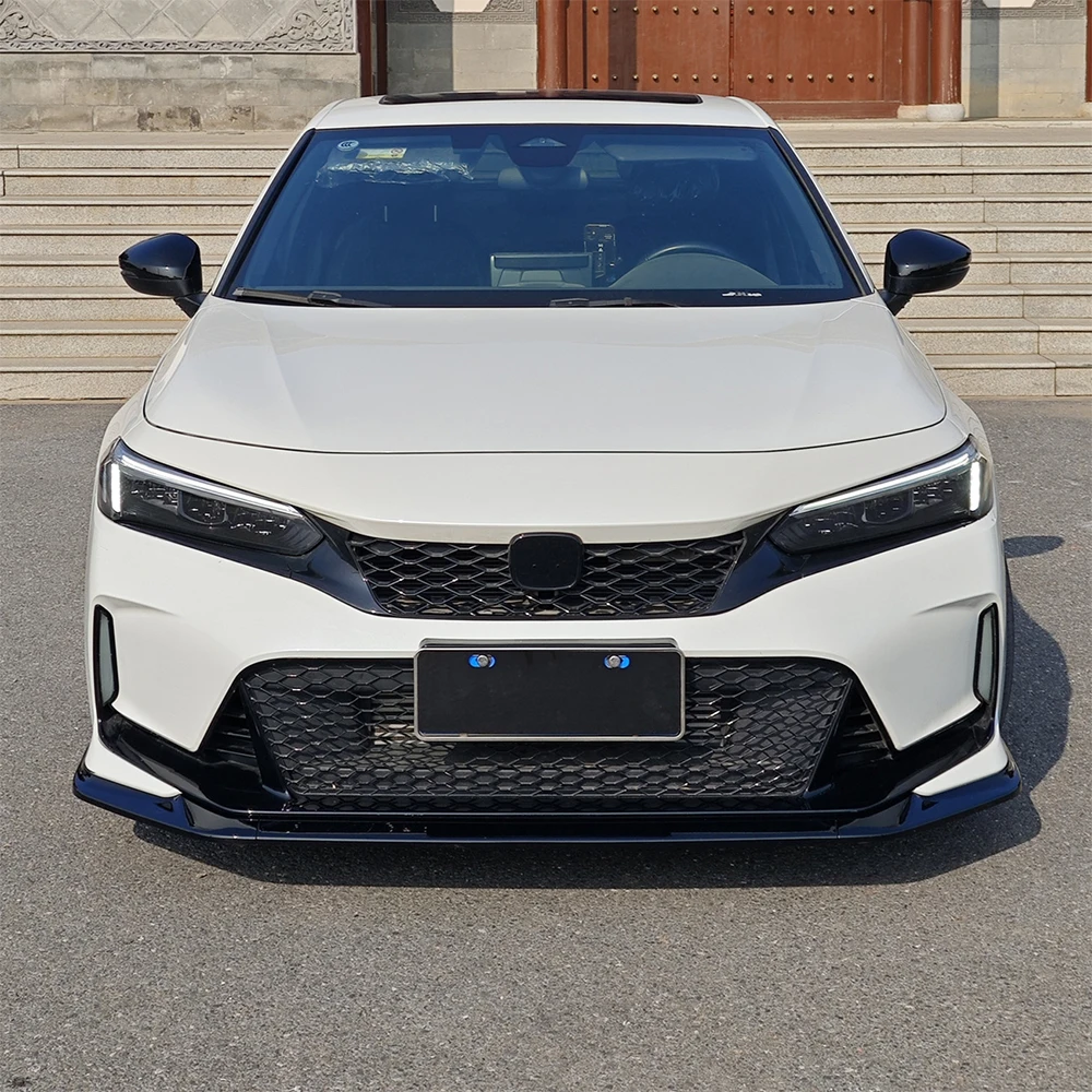3‑PCS TR‑Style V‑Shape Front Bumper Lip Splitter For Honda Civic 11th Gen FE1 FL1 FL4 Sedan Hatchback 2022‑2026 Chin Body Kit