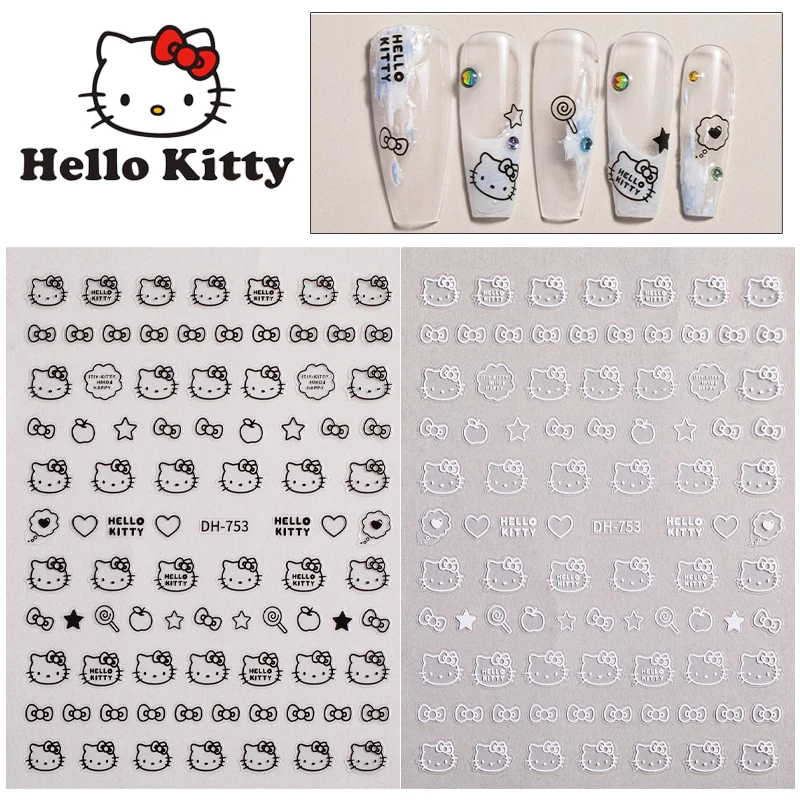 

3pcs Sanrio Hello Kitty Nail Art Sticker Cartoon Sweet Self-Adhesive Nail Art Decal Decoration Women DIY Manicure Accessories
