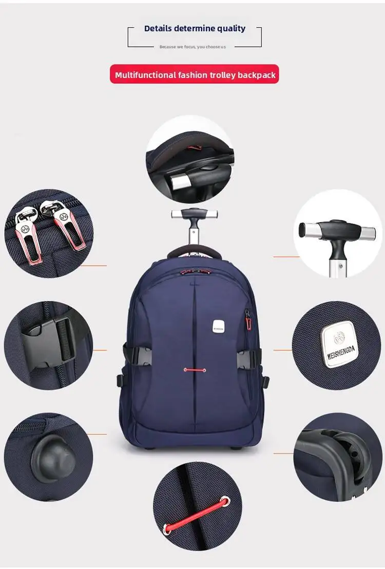 Wheeled Backpack Wheels Travel Commuter, Bag Travel Luggage Business Computer Bag Large Capacity Backpack Lightweight Rolling