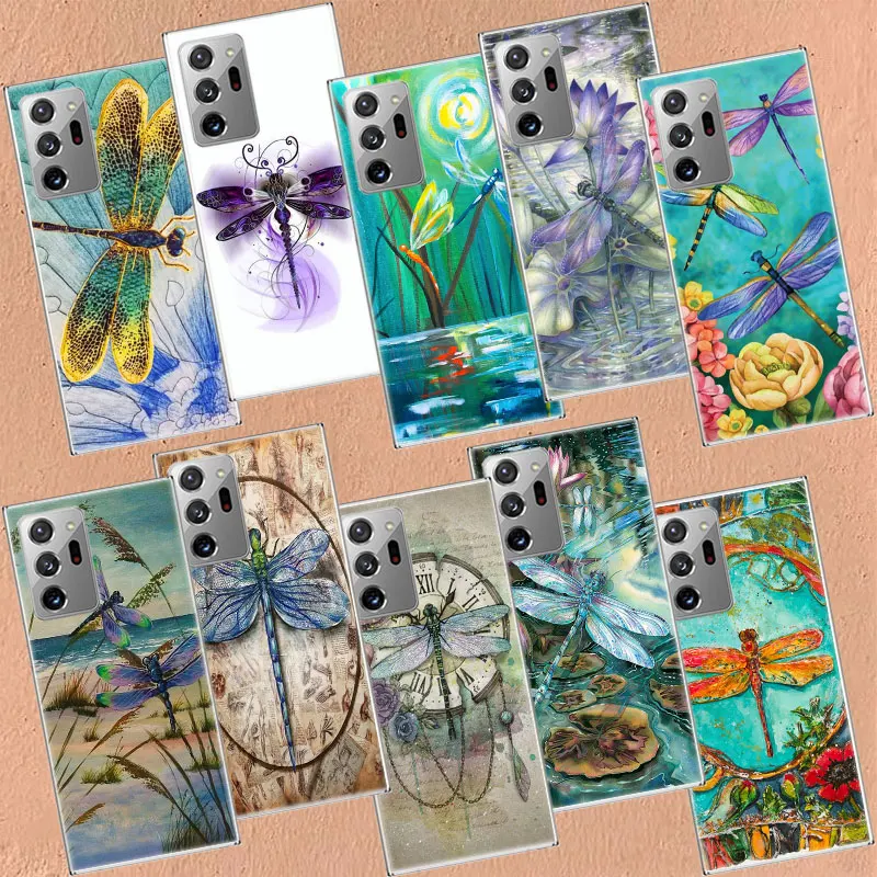 Dragonfly Phone Case For Galaxy Note 20 Ultra 10 9 8 A05S A55 A35 A25 A15 A9 A8 A7 A6 J8 J6 J4 Plus Cover TPU Capa Coque Clea