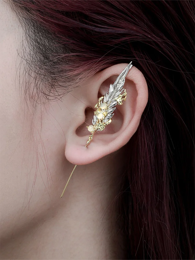 ZHUHE Piercing Ear Needle Set Cyberpunk Style For Women And Men Jewelry Accessories