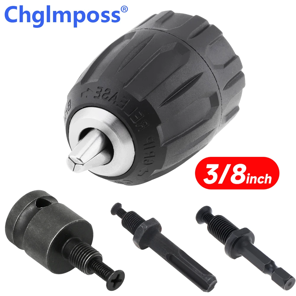 

3/8 24UNF 0.8-10mm Keyless Drill Chuck Set Quick Change Converter With Hex Round Shank Adapter For Rotary Hammer/Hammer Drills