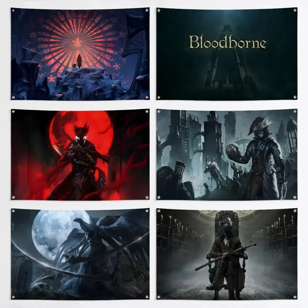 Anime Blood-borne game Flags Aesthetic Wall Tapestry Printed Wall Hanging Living Room Party Outdoor Decor