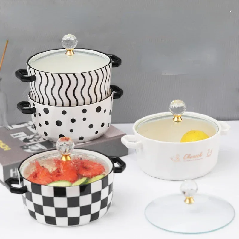 ceramic double ear  instant noodle household soup , tableware, wholesale noodle bowl, student dormitory