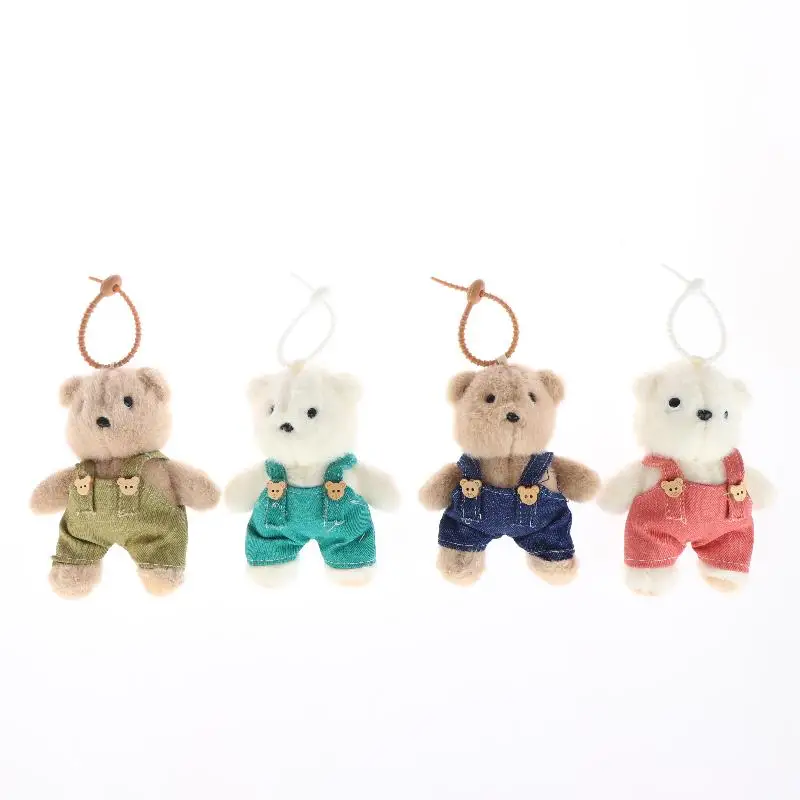 (YY) 1Pc 2025 nouveau mignon petit ours en peluche porter des vêtements Couple porte-clés dessin animé ours charme porte-clés porte-clés décor fournitures