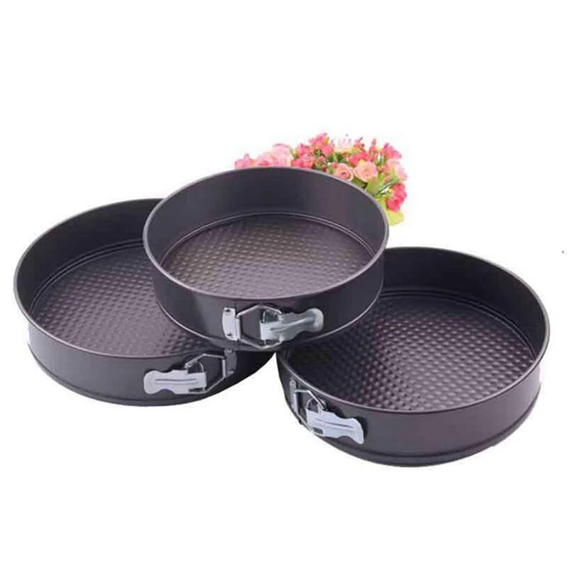 

AT35 3 Pack Removable Bottom Non-Stick Metal Bake Mould Round Cake Pan Bakeware Carbon Steel Cakes Molds Springform Cake Tins