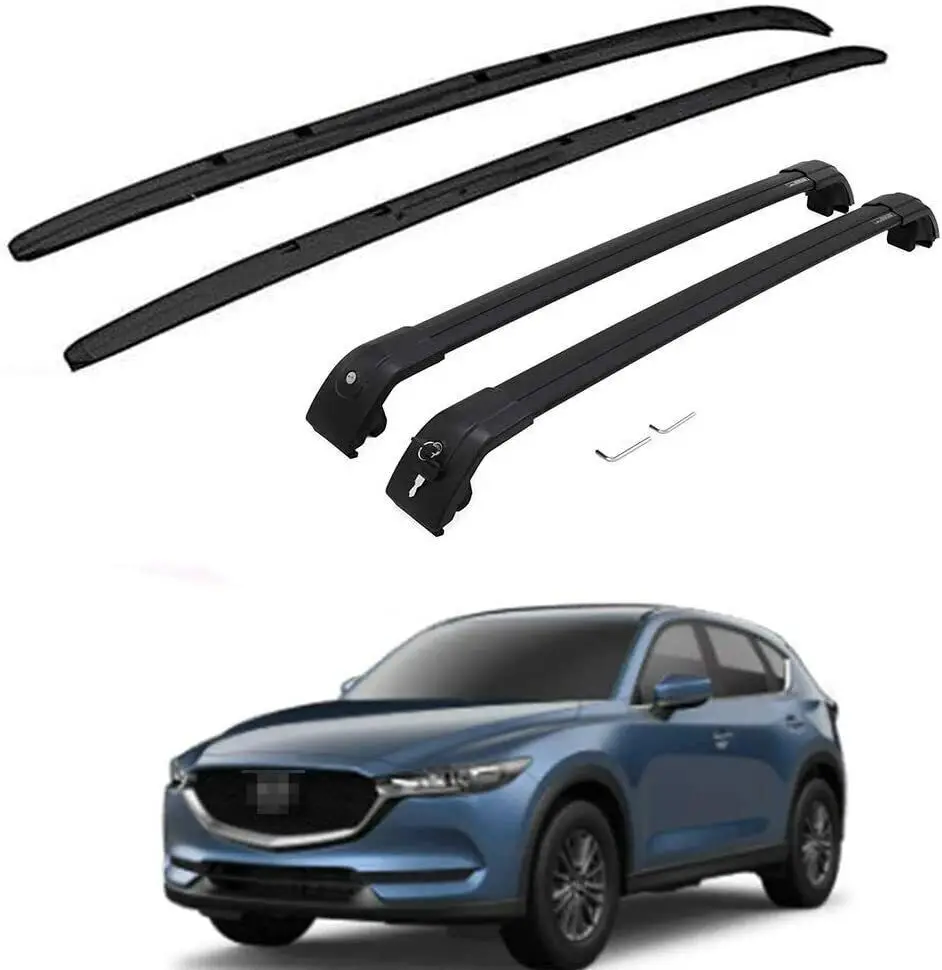 4Pcs Roof Rail Rack Lockable Cross Bar Crossbar Fits for Mazda CX-5 CX5 2017-2021