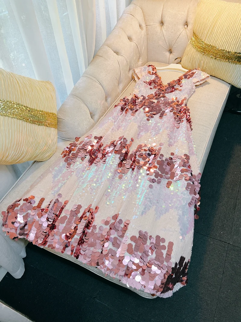 

Вечернее платье с пайетками, облегающее длинное платье трапециевидной формы с высокой талией для свадебной церемонии для женщин 26-35 лет