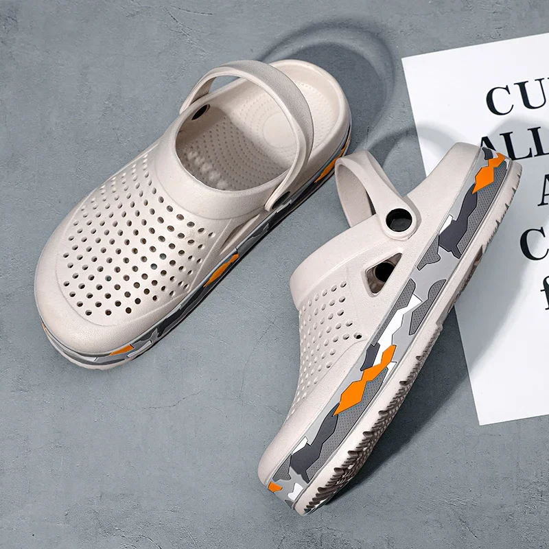 Summer Men Shoes Clogs Slippers Men Garden Flat Sandals Platform Sandals Man Water Shoes Male Sneakers Outdoor Home Slippers view 2