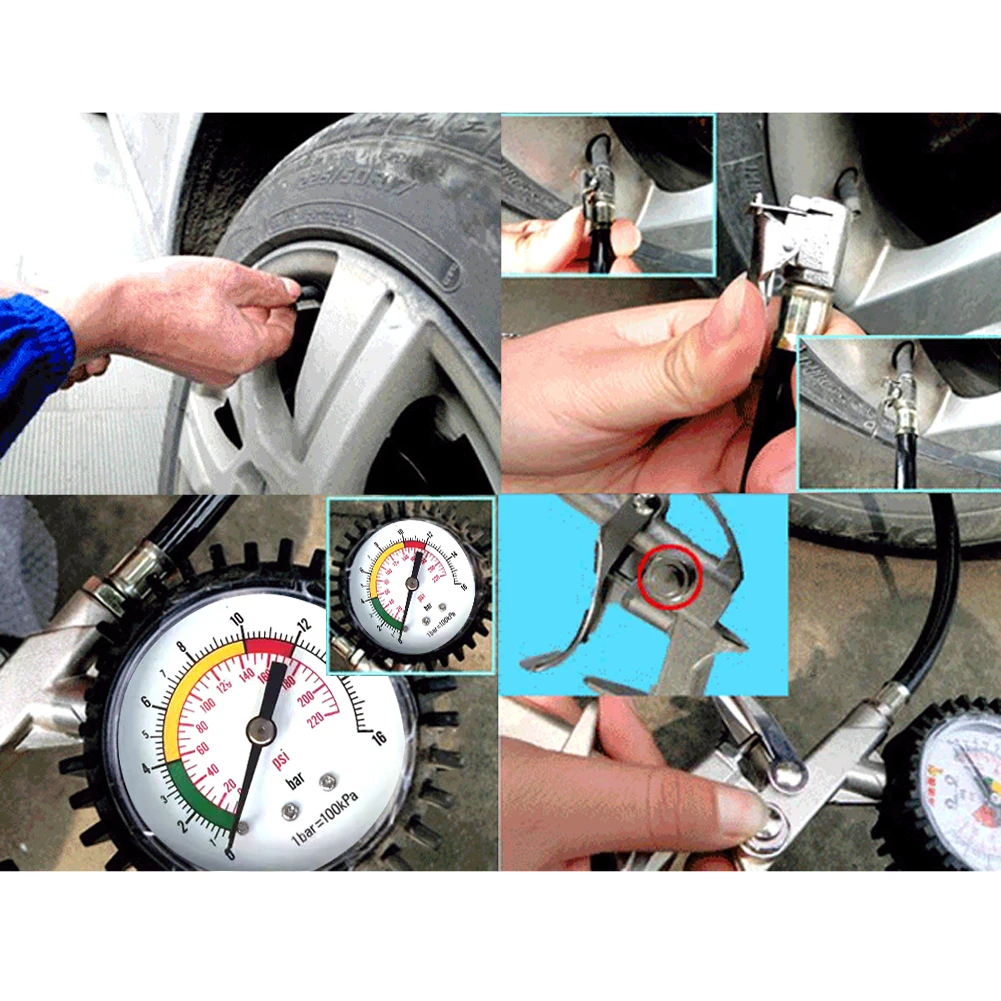 Digital Dial Pressure Meter Gauge 220 PSI Tyre Pressure Gun Compressor Tool With Inflation Deflation Function for Car Auto