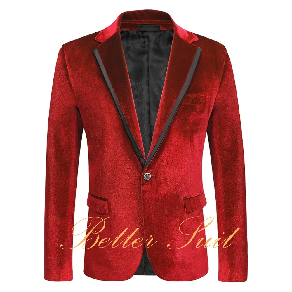 

Мужской бархатный пиджак на одной пуговице, велюровый смокинг, костюм с зубчатыми лацканами, куртки для выпускного, свадьбы, ужина, мужской костюм
