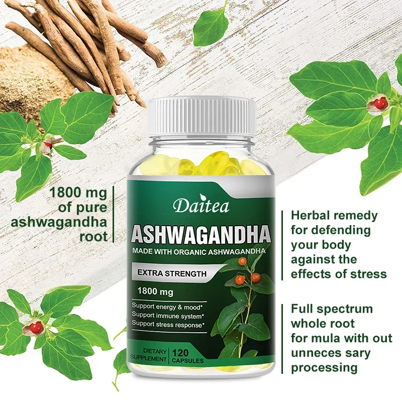 Ashwagandha Root Extract 1800 Mg, Stress Relief, Focus, Brain, Sleep, Energy