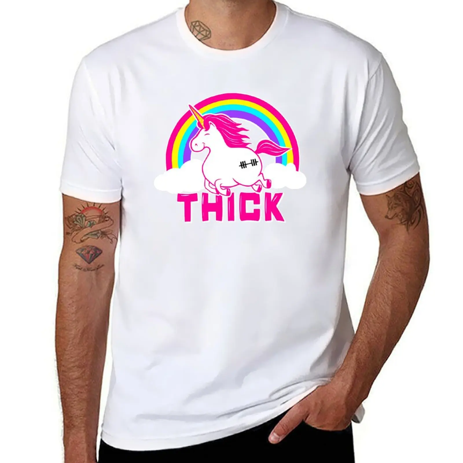 

thick girl, barbell unicorn, barbell girl, weightlifting girl T-Shirt t shirts for man cotton soft t shirt custom print T-Shirt