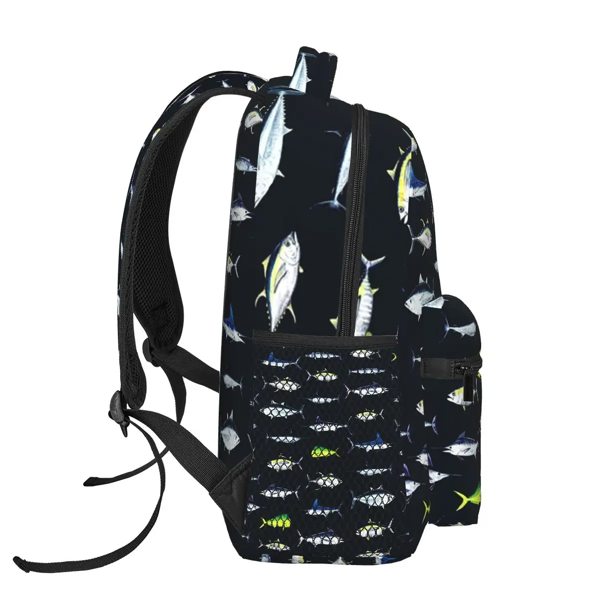 SPORTFISH Pattern Dark Navy Blue BlackYellowfin Tuna Backpacks Boys Girls Bookbag Children School Bags Kid Rucksack Shoulder Bag