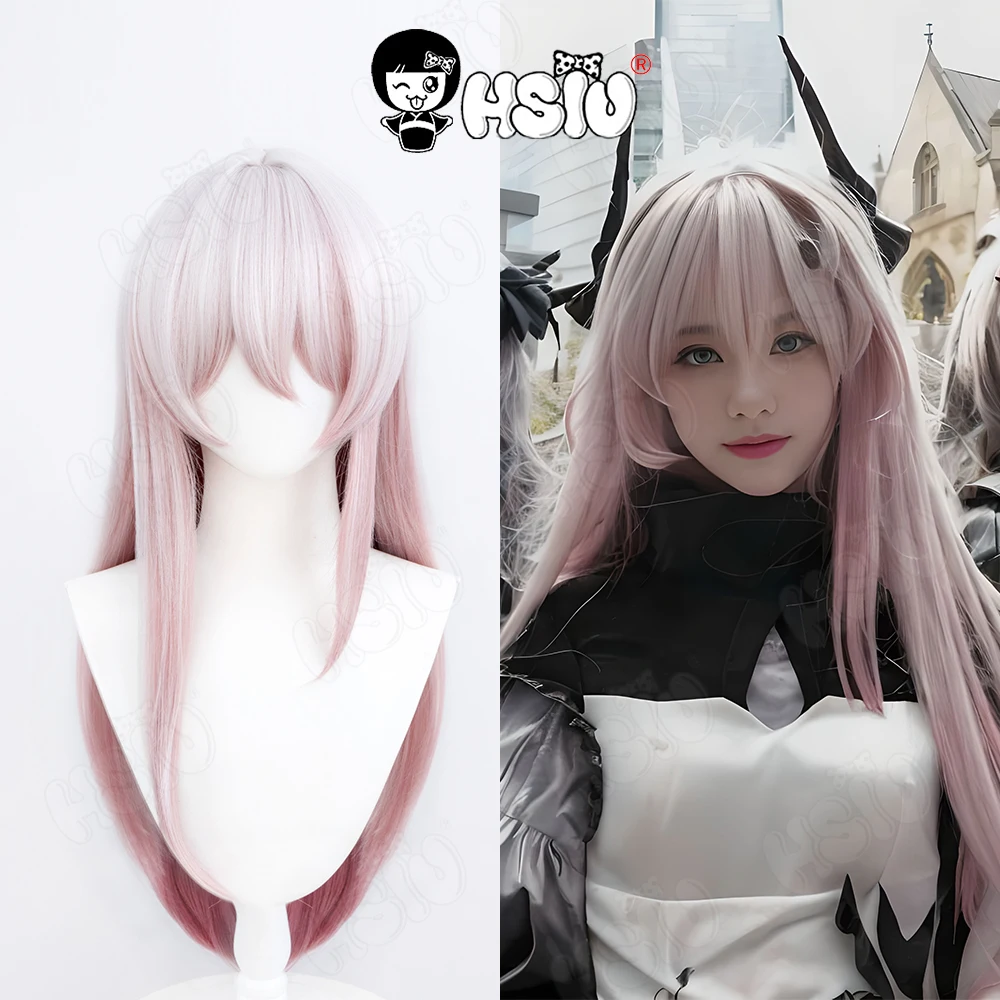 Civilight Eterna Cosplay Wig HSIU 80CM Pink tricolor gradient long hair Heat Resistant Synthetic Wig Game Arknights Cosplay Wig