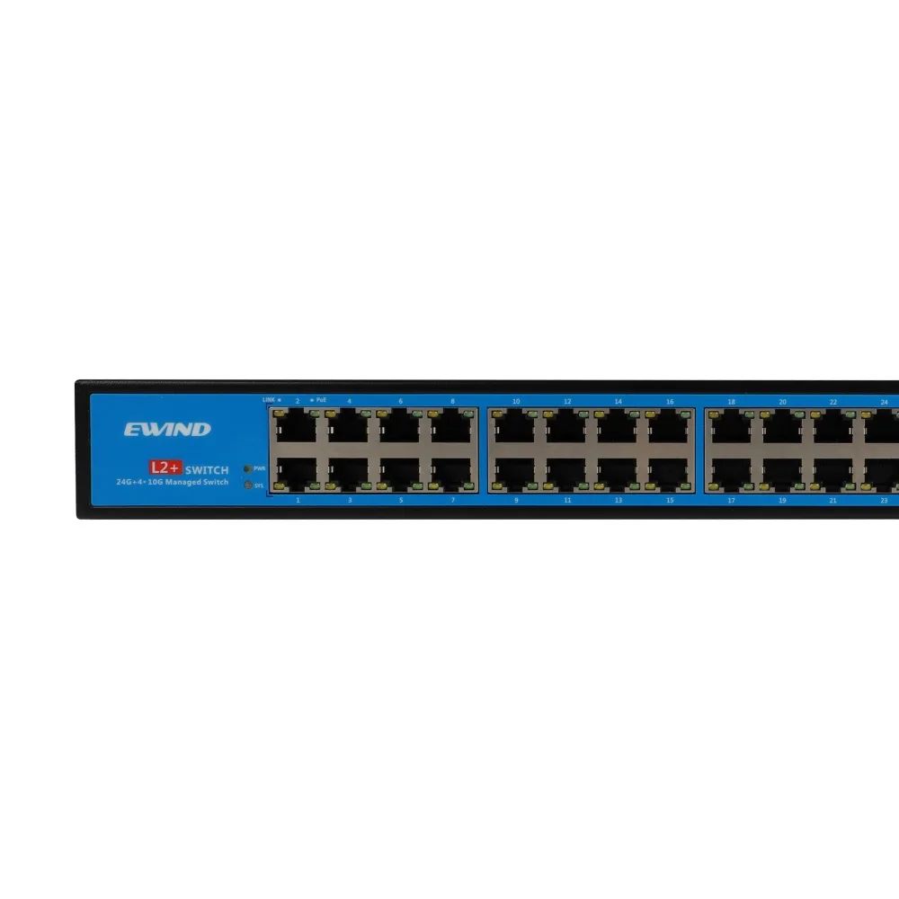 24 Port 10/100/1000M Network Switch Standard 1U Rack Built In Power Adapter L2 Managed Ethernet Switch