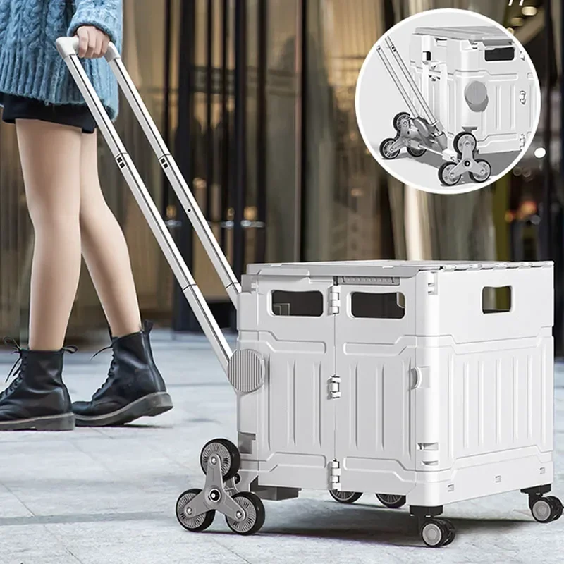 220v New Shopping Cart Small Pull Cart Folding Shopping Home Light Portable Picnic Express Small Cart Hand Pull Rod Trailer Art