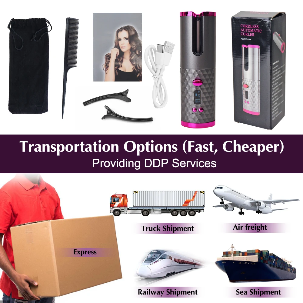 USB wiederaufladbare kabellose Lockenwickler LCD-Display automatische Lockenwickler Rollen Anti-Verbrühungen Lockenstab Maschine