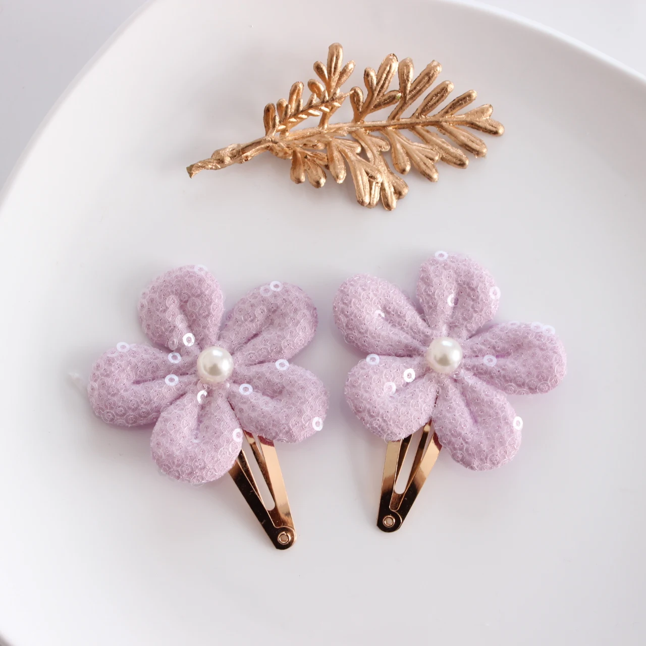 Cute Baby Clips Kids Girls Sequins Flower Pin BB Hair Headwear 2 PCS