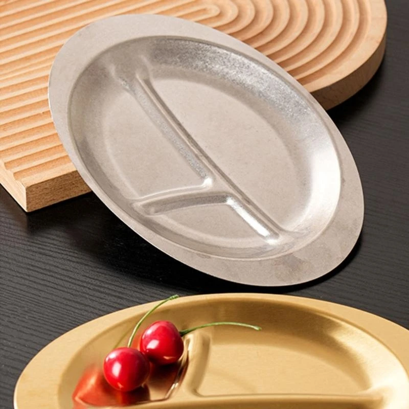 Stainless Steels Dessert Appetizer Plate Portion Control Plates Stackable Breakfast Kitchen Tableware for Adults Kids KXRE