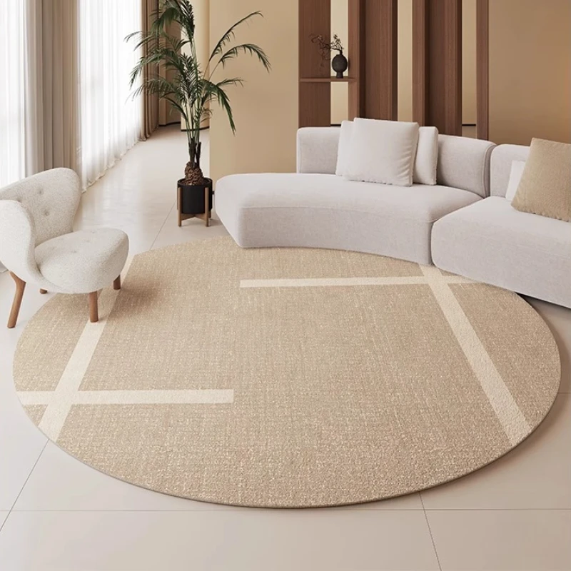 Cream Style Carpets for Living Room Minimalist Bedroom Decor Round Carpet Thick Plush Lounge Floor Mat Cloakroom Fluffy Soft Rug