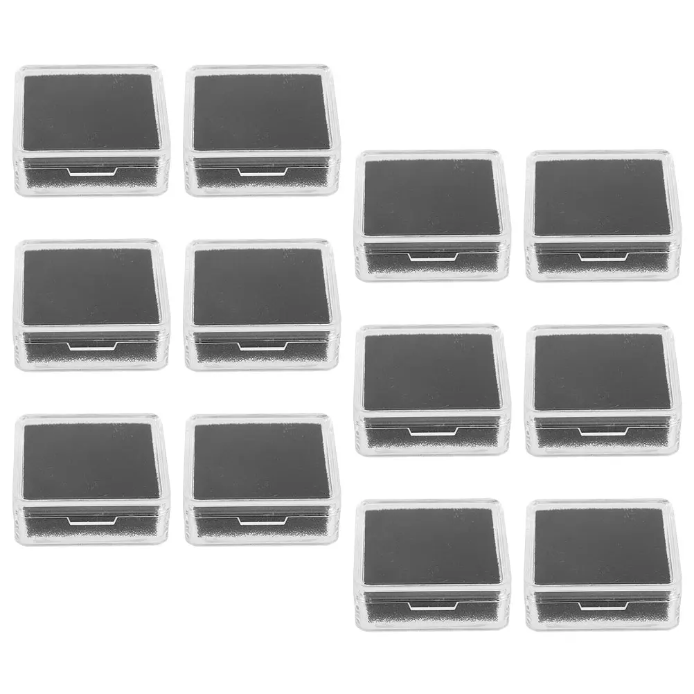 

12pcs Acrylic Jewelry Display Boxes Gemstone Cases Gemstone Boxes Small Containers Lids Square Storage Organizer