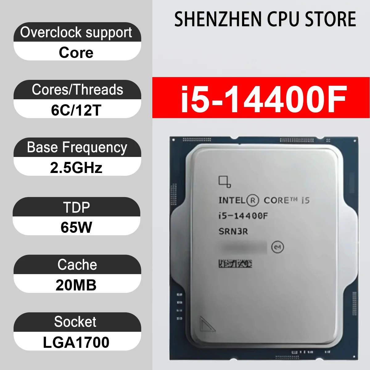 Intel Core i5-14400F 6 Core 12 Thread 2.5GHz 65W 20MB Cache 10nm Raptor Lake Refresh DDR5-4800 / DDR4-3200 MHz SRQ3G LGA1700