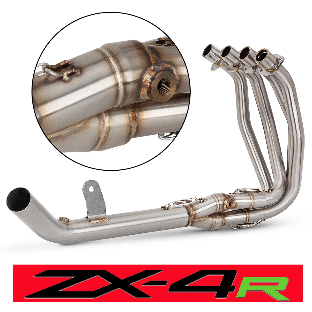 Motorrad-Auspuffanlage Komplett-System mit Frontverbindungsrohr für Original-Slip-On für Kawasaki Ninja ZX4R ZX4RR SE SR 2023
