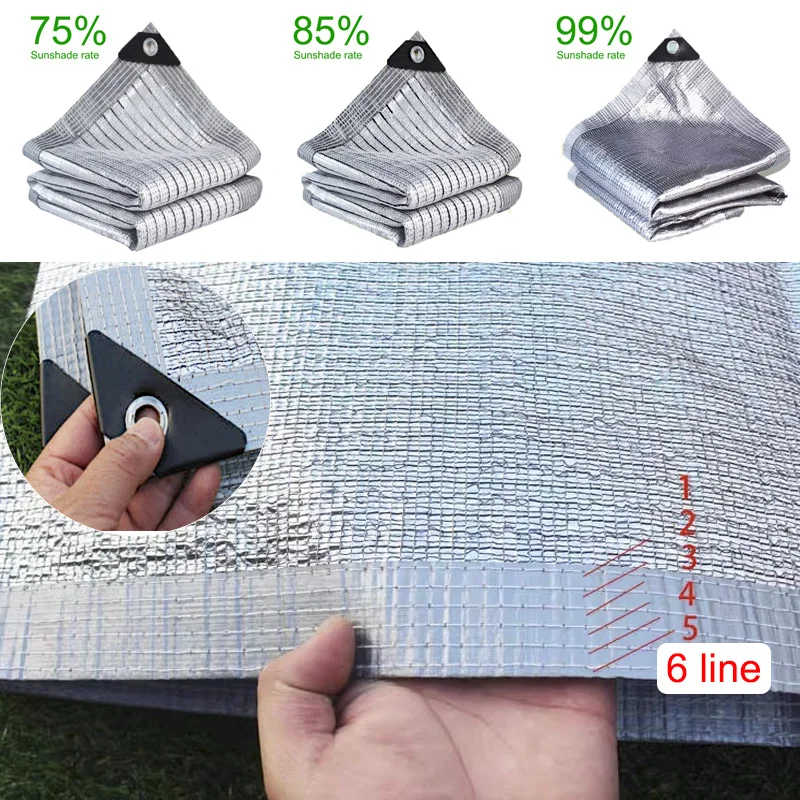 Shading 75%~99% Aluminum Foil Sunshade Net Silvery Anti-UV Awning Fence Privacy Screen Garden Sun Shade Mesh Car Sun Shed Canopy