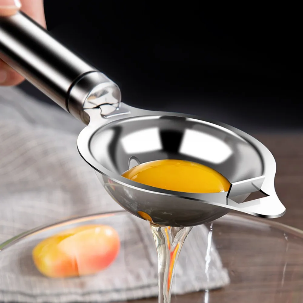 1 PC Egg White Separator, Stainless Steel Tool, Egg Yolk Strainer, Kitchen Accessories, Separating Funnel, Spoon Divider Cutlery