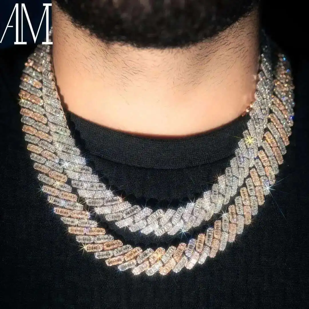 

Custom Hop Hip 925 Silver Iced Out Chain Bracelet Necklace Chain 8mm 12mm 14mm 20mm Vvs Diamond Moissanite Cuban Link Chain