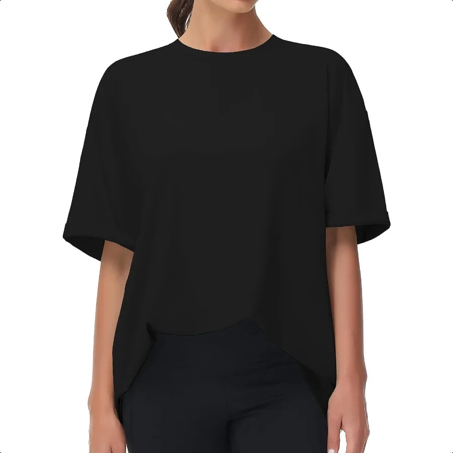 THE GYM PEOPLE เสื้อยืดลําลองขนาดใหญ่ของผู้หญิงฤดูร้อนคอกลมแขนสั้นออกกําลังกายเสื้อทีพื้นฐาน