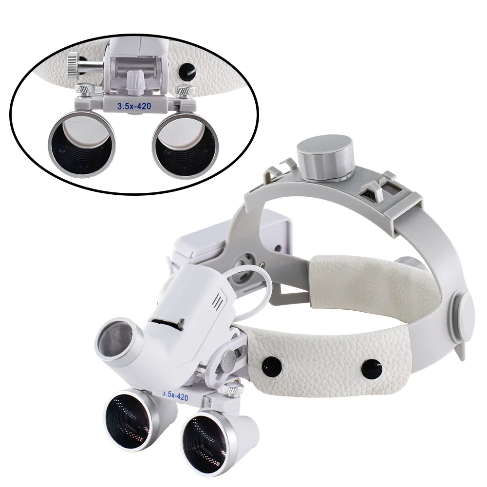 Adjustable ENT den tal Headlight 5W LED Lamp with 2.5X/3.5X Dentist Surgical Loupes for den tistry Lab Medical Headlamp  Equipme