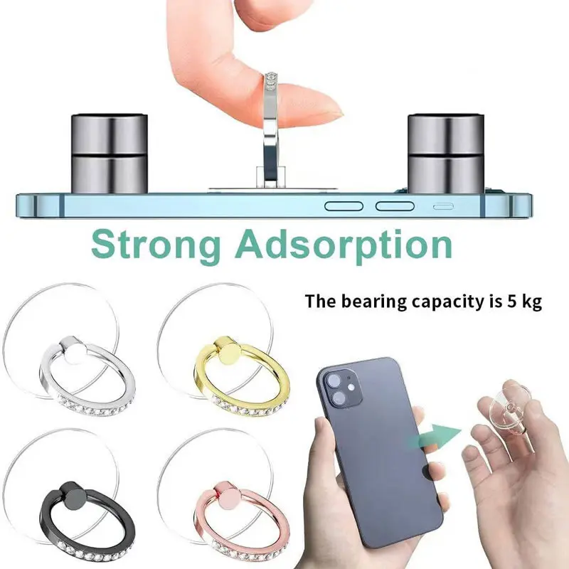 360 °   Suporte giratório do anel do telefone brilhante do diamante - suporte transparente do aperto do dedo para todos os smartphones 2025
