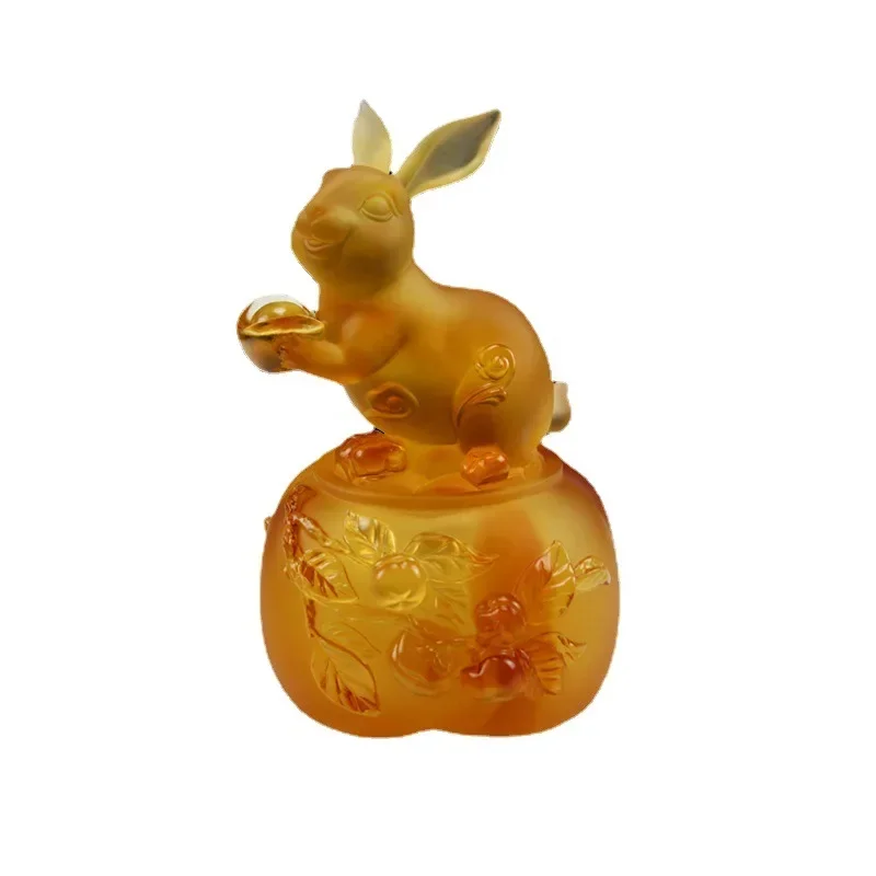 

Glazed rabbit zodiac birthday ornament home decoration business gift creative persimmon storage ornament